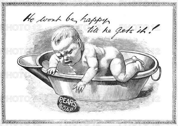 He won't be happy till he gets it! - Pears Soap, 1909. Creator: Unknown.