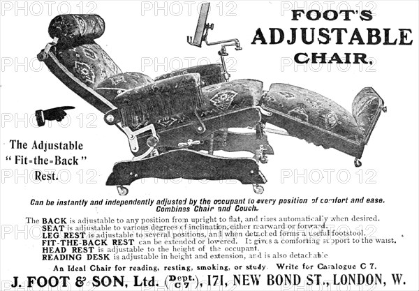 Foot's Adjustable Chair, 1909. Creator: Unknown.