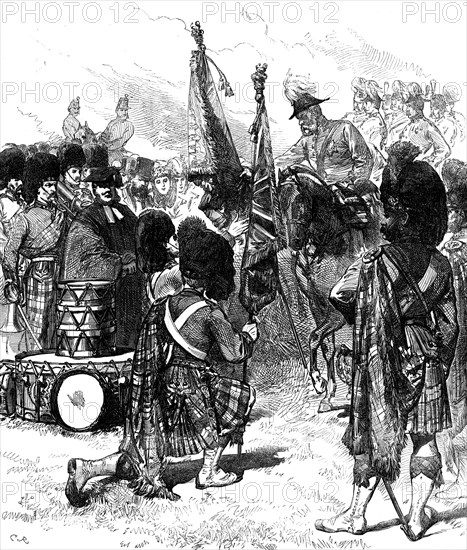 Presentation of New Colours to the 42nd Highlanders, 1871. Creator: Unknown.