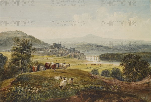 Landscape with a Bridge, Hay-on-Wye, c1830s. Creator: David Cox the Elder.