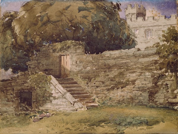 Haddon Hall, the River Steps, 1845. Creator: David Cox the Elder.