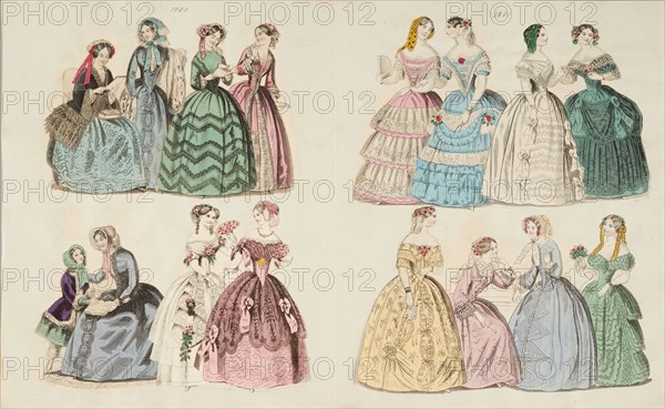 Costume plates, 1850 - 1851. Creator: Unknown.