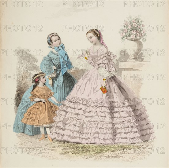 Fashion plate - Journal des Demoiselles VIII, 1860. Creator: Gilquin & Dupain.