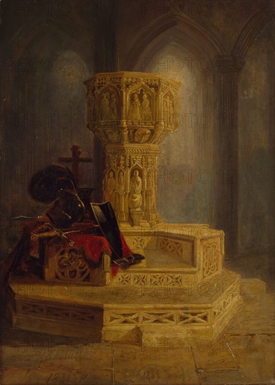 Font, Walsingham Church, 1831. Creator: William James Muller.