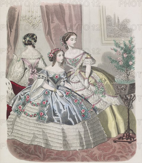 Fashion plate from Le Monde Elégant, 1859. Creator: Unknown.