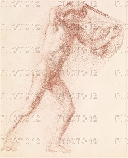 St George Series - Male Nude - Study of St George for 'St George slaying the Dragon', 1865. Creator: Sir Edward Coley Burne-Jones.