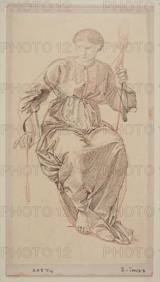 The Fates - drapery study of one of the Fates, 1865-66. Creator: Sir Edward Coley Burne-Jones.