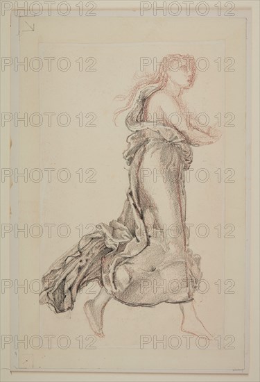 Female - Drapery Study of Flying Drapery, 1865-66. Creator: Sir Edward Coley Burne-Jones.