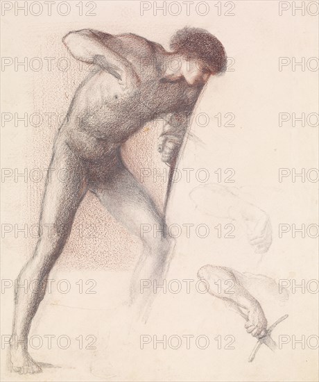 St George Series - Male Nude - Study of St George for 'St George slaying the Dragon', 1865-66. Creator: Sir Edward Coley Burne-Jones.