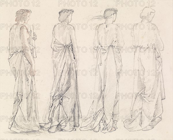 St George Series - Four Studies of Female Attendants for 'The Princess led to the Dragon', 1865-1866 Creator: Sir Edward Coley Burne-Jones.