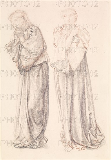 St George Series - Two Studies of Female Attendants for 'The Princess draws the fatal Lot', 1865-66. Creator: Sir Edward Coley Burne-Jones.