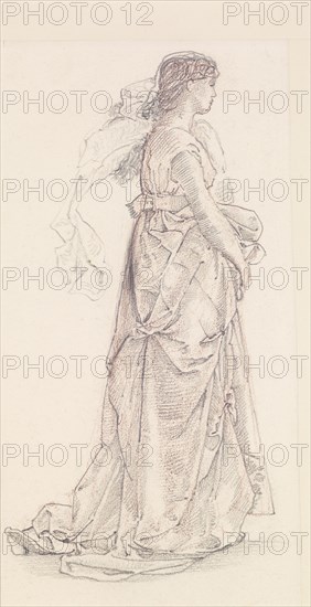 St George Series - Study of Female Attendant for 'The Princess led to the Dragon', 1865-1866. Creator: Sir Edward Coley Burne-Jones.