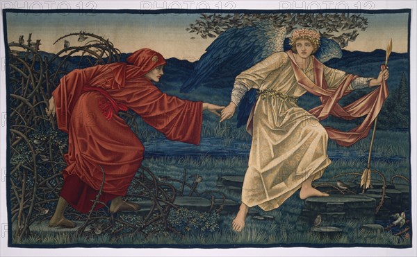 Love leading the Pilgrim - tapestry, 1909. Creator: Morris & Co.