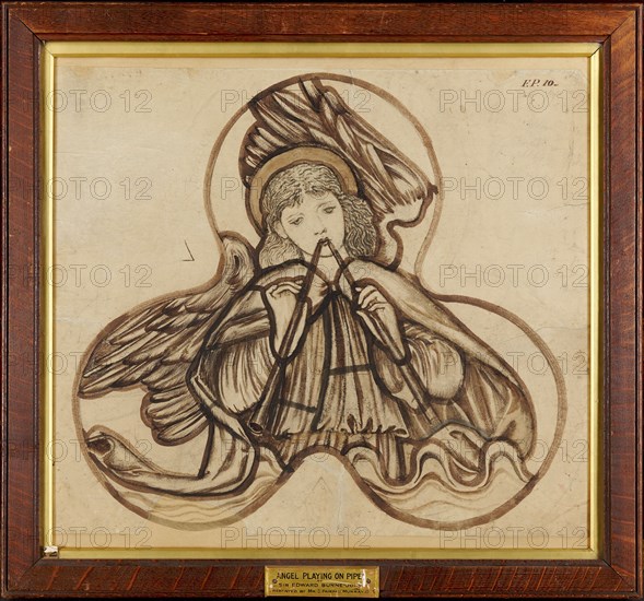 Angel playing on pipes, 1862-3. Creator: Sir Edward Coley Burne-Jones.