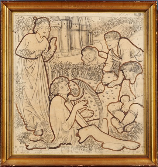 The Madness of Sir Tristram, 1862. Creator: Sir Edward Coley Burne-Jones.