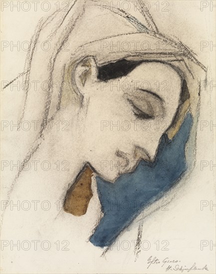 Virgin Mary, after El Greco, 1942. Creator: Helene Schjerfbeck.