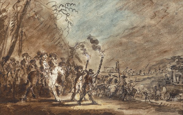 Cavalry and torches, 1700-1799. Creator: Unknown.