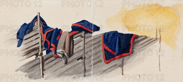 Clothes hung on a fence, 1830-1835. Creator: Ferdinand von Wright.