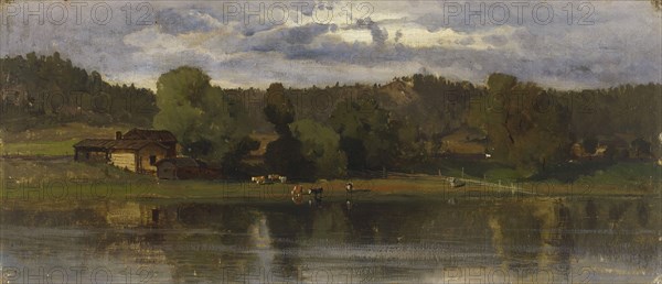 Cows at Lakeside, Evening Atmosphere, 1870-1879. Creator: Hjalmar Munsterhjelm.