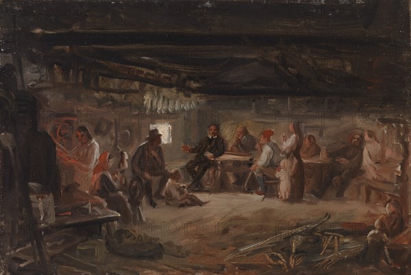 Pentti Lyytinen reads his poems, sketch, 1848. Creator: Robert Wilhelm Ekman.