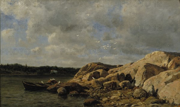 Beach landscape from the Bohuslän archipelago, 1875. Creator: Berndt Lindholm.