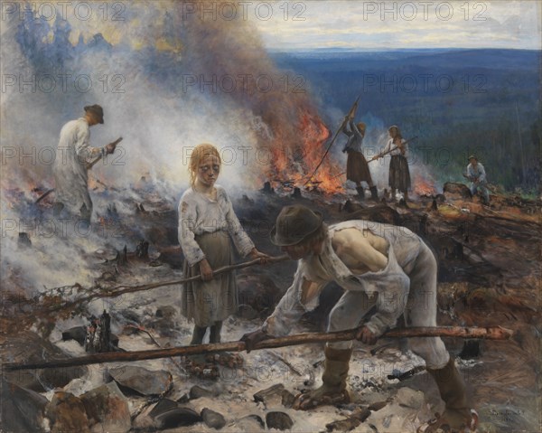 Under the Yoke (Burning the Brushwood), 1893. Creator: Eero Jarnefelt.