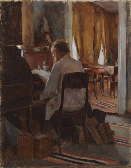 Carl Gustaf Swan at his Work Table, 1889. Creator: Eero Jarnefelt.