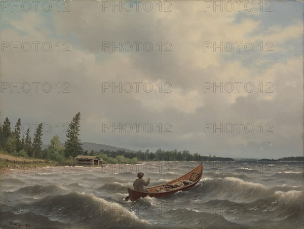 A Savo Boat on a Lake, 1879. Creator: Ferdinand von Wright.