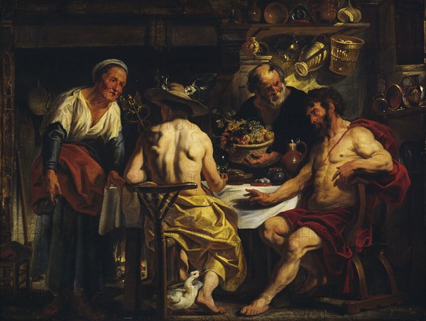 Jupiter and Mercury visiting Philemon and Baucis, 1645-1650. Creator: Workshop of Jacob Jordaens.