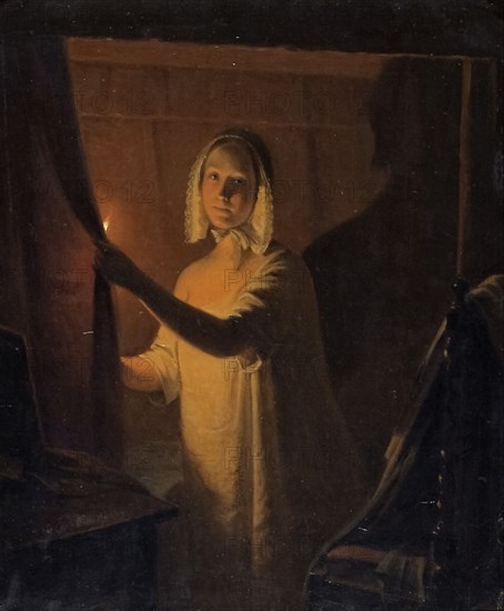 Girl with a candle, 1845. Creator: Johan Gustaf Sandberg.