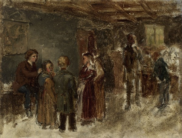 Interior view of the school, sketch, 1870-1871. Creator: Karl Emanuel Jansson.