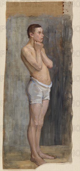 Nude Study, Standing Boy, 1903. Creator: Maria Wiik.