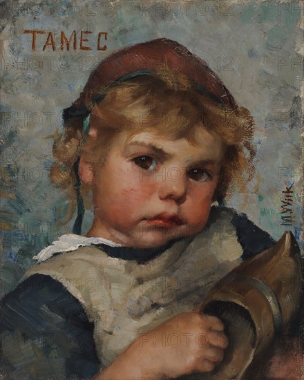 Tamec, Holding a Shoe, 1883. Creator: Maria Wiik.