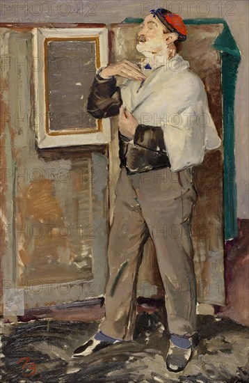 The painter Henrik Schouboe shaving, 1927. Creator: Peter Rostrup Boyesen.