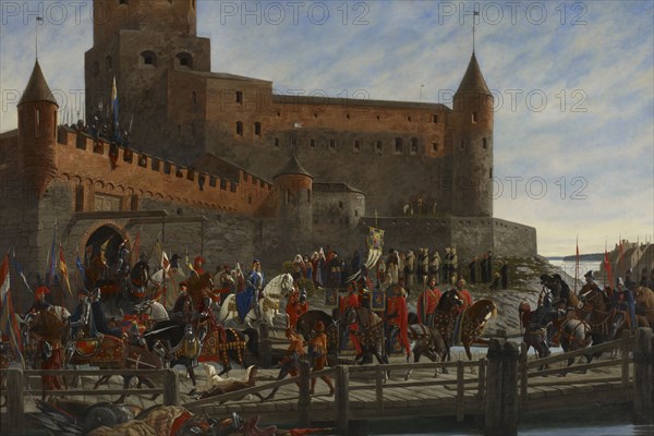 Karl Knutson Bonde Leaving Vyborg Castle for the Royal Election in Stockholm 1448, 1886. Creator: Severin Falkman.