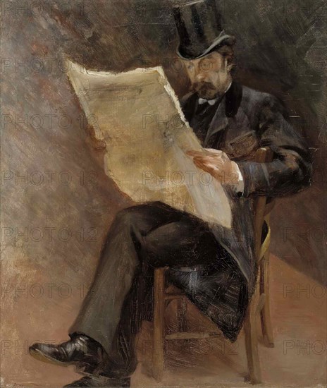 Newspaper reader (Björn Wasastjerna), 1889. Creator: Torsten Wasastjerna.