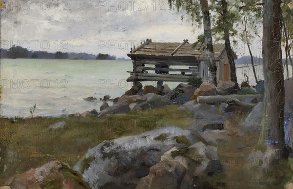 Seine Shed, study for Divine Service in the Uusimaa Archipelago, 1881. Creator: Albert Edelfelt.