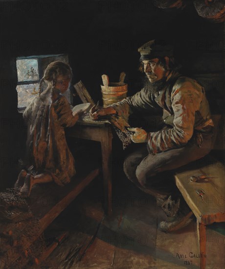 First Lesson, 1887-1889. Creator: Akseli Gallen-Kallela.