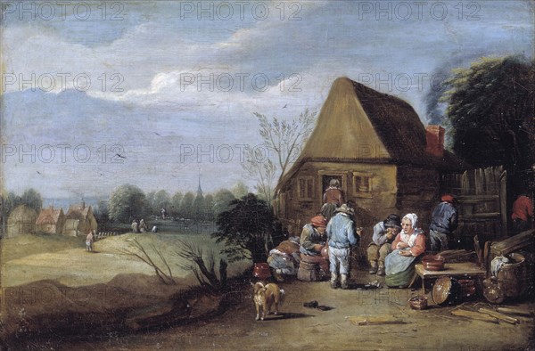 Outside the village inn, c1660s. Creator: David Teniers II.