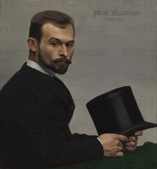 Portrait of Félix Jasinski Holding his Hat, 1887. Creator: Felix Vallotton.