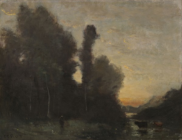 Landscape, Evening Mood, 1830-1875. Creator: Jean-Baptiste-Camille Corot.