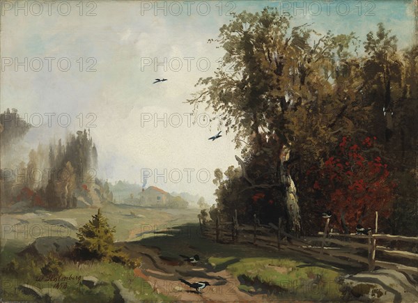 Autumn morning in Hakadal (Autumn morning in Ringerike), 1858. Creator: Werner Holmberg.