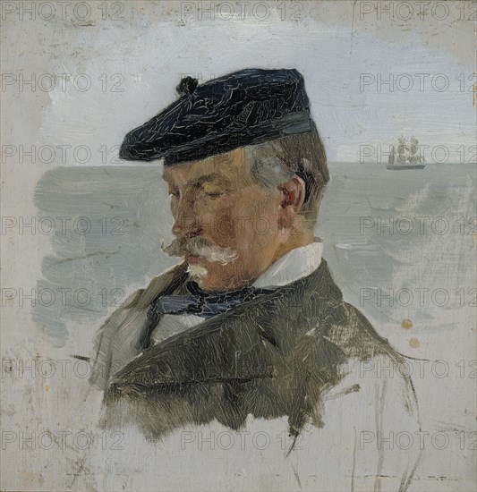 Portrait Sketch of Adolf von Becker the Painter, 1880-1889. Creator: Albert Edelfelt.