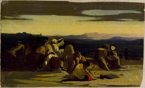 Desert with people, composition sketch, 1835-1853. Creator: Nils Jakob Blommer.