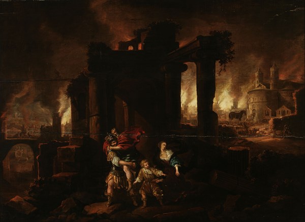 The burning of Troy. Creator: Claes Jansz van der Willigen.