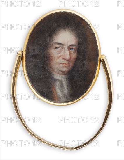 Two portraits of men mounted on signet ring, 1667-1717. Creator: Elias Brenner.