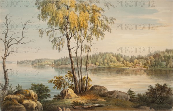 Lakeside View near Träskända Manor, 1850. Creator: Magnus von Wright.