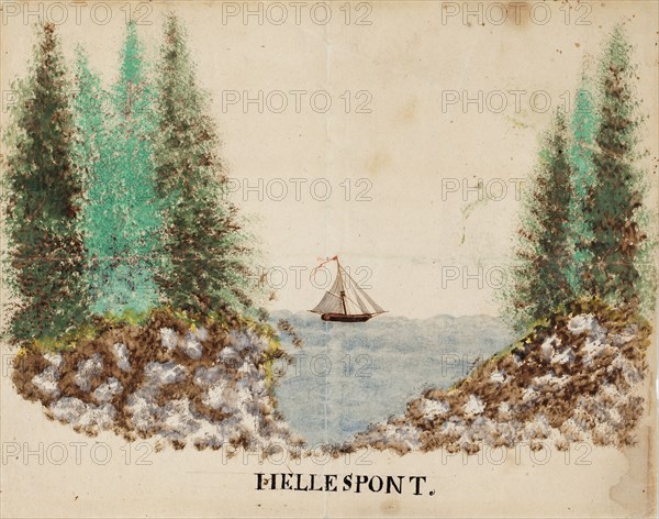 Sailboat at sea. "Hellespont", 1830. Creator: Ferdinand von Wright.