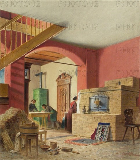 A view of the artist Vladimir Svertskov's stained glass studio in Schleißheim, 1850-1889. Creator: Heinrich Stohl.