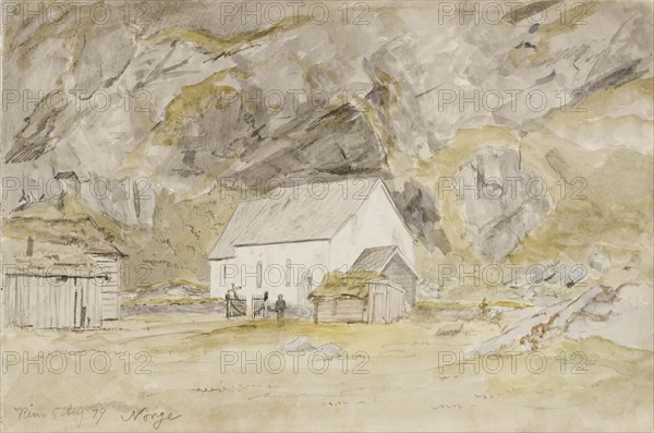 A chapel in Norway, 1879. Creator: Oscar Kleineh.